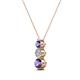 2 - Kesha (4.2mm) Round Iolite and Diamond Graduated Three Stone Drop Pendant 
