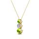 2 - Kesha (4.2mm) Round Peridot and Diamond Graduated Three Stone Drop Pendant 
