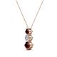 2 - Kesha (4.2mm) Round Red Garnet and Diamond Graduated Three Stone Drop Pendant 