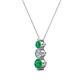2 - Kesha (4.2mm) Round Emerald and Diamond Graduated Three Stone Drop Pendant 