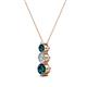 2 - Kesha (4.2mm) Round Blue and White Diamond Graduated Three Stone Drop Pendant 