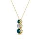 2 - Kesha (4.2mm) Round London Blue Topaz and Diamond Graduated Three Stone Drop Pendant 