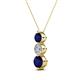 2 - Kesha (4.2mm) Round Blue Sapphire and Lab Grown Diamond Graduated Three Stone Drop Pendant 