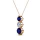 2 - Kesha (4.2mm) Round Blue Sapphire and Lab Grown Diamond Graduated Three Stone Drop Pendant 