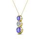 2 - Kesha (4.2mm) Round Tanzanite and Lab Grown Diamond Graduated Three Stone Drop Pendant 