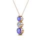2 - Kesha (4.2mm) Round Tanzanite and Lab Grown Diamond Graduated Three Stone Drop Pendant 
