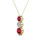 2 - Kesha (4.2mm) Round Ruby and Lab Grown Diamond Graduated Three Stone Drop Pendant 