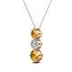 2 - Kesha (4.2mm) Round Citrine and Lab Grown Diamond Graduated Three Stone Drop Pendant 