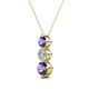 2 - Kesha (4.2mm) Round Iolite and Lab Grown Diamond Graduated Three Stone Drop Pendant 