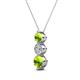 2 - Kesha (4.2mm) Round Peridot and Lab Grown Diamond Graduated Three Stone Drop Pendant 