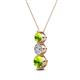 2 - Kesha (4.2mm) Round Peridot and Lab Grown Diamond Graduated Three Stone Drop Pendant 