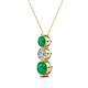 2 - Kesha (4.2mm) Round Emerald and Lab Grown Diamond Graduated Three Stone Drop Pendant 