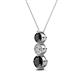 2 - Kesha (4.2mm) Round Black Diamond and White Lab Grown Diamond Graduated Three Stone Drop Pendant 