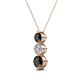 2 - Kesha (4.2mm) Round Black Diamond and White Lab Grown Diamond Graduated Three Stone Drop Pendant 