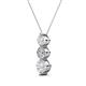 2 - Kesha (4.2mm) Round White Sapphire and Lab Grown Diamond Graduated Three Stone Drop Pendant 