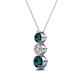 2 - Kesha (4.2mm) Round Blue Diamond and White Lab Grown Diamond Graduated Three Stone Drop Pendant 