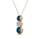 2 - Kesha (4.2mm) Round London Blue Topaz and Lab Grown Diamond Graduated Three Stone Drop Pendant 