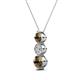 2 - Kesha (4.2mm) Round Smoky Quartz and Lab Grown Diamond Graduated Three Stone Drop Pendant 