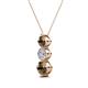 2 - Kesha (4.2mm) Round Smoky Quartz and Lab Grown Diamond Graduated Three Stone Drop Pendant 