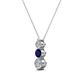 2 - Kesha (3.4mm) Round Blue Sapphire and Lab Grown Diamond Graduated Three Stone Drop Pendant 