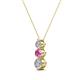 2 - Kesha (3.4mm) Round Pink Sapphire and Lab Grown Diamond Graduated Three Stone Drop Pendant 