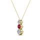 2 - Kesha (3.4mm) Round Ruby and Lab Grown Diamond Graduated Three Stone Drop Pendant 