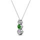 2 - Kesha (3.4mm) Round Green Garnet and Lab Grown Diamond Graduated Three Stone Drop Pendant 