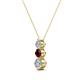 2 - Kesha (3.4mm) Round Red Garnet and Lab Grown Diamond Graduated Three Stone Drop Pendant 