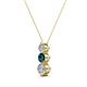 2 - Kesha (3.4mm) Round Blue Diamond and White Lab Grown Diamond Graduated Three Stone Drop Pendant 