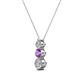 2 - Kesha (3.4mm) Round Amethyst and Lab Grown Diamond Graduated Three Stone Drop Pendant 