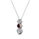 2 - Kesha (3.4mm) Round Red Garnet and Lab Grown Diamond Graduated Three Stone Drop Pendant 