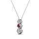 2 - Kesha (3.4mm) Round Rhodolite Garnet and Lab Grown Diamond Graduated Three Stone Drop Pendant 