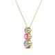2 - Kesha (3.4mm) Round Pink Tourmaline and Lab Grown Diamond Graduated Three Stone Drop Pendant 