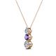 2 - Kesha (3.4mm) Round Iolite and Lab Grown Diamond Graduated Three Stone Drop Pendant 