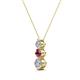 2 - Kesha (3.4mm) Round Rhodolite Garnet and Lab Grown Diamond Graduated Three Stone Drop Pendant 