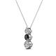 2 - Kesha (3.4mm) Round Black Diamond and White Lab Grown Diamond Graduated Three Stone Drop Pendant 