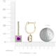 3 - Ilona (4mm) Princess Cut Amethyst and Round Diamond Halo Dangling Earrings 