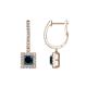 1 - Ilona (4mm) Princess Cut Blue Diamond and Round White Diamond Halo Dangling Earrings 
