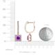 3 - Ilona (4mm) Princess Cut Amethyst and Round Diamond Halo Dangling Earrings 
