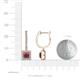 3 - Ilona (4mm) Princess Cut Rhodolite Garnet and Round Diamond Halo Dangling Earrings 