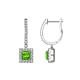 1 - Ilona (4mm) Princess Cut Peridot and Round Diamond Halo Dangling Earrings 