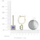 3 - Ilona (4mm) Princess Cut Tanzanite and Round Diamond Halo Dangling Earrings 