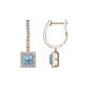 1 - Ilona (4mm) Princess Cut Aquamarine and Round Diamond Halo Dangling Earrings 