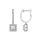 1 - Ilona (4mm) Princess Cut White Sapphire and Round Diamond Halo Dangling Earrings 