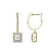 1 - Ilona (4mm) Princess Cut White Sapphire and Round Diamond Halo Dangling Earrings 