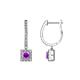 1 - Ilona (3.5mm) Princess Cut Amethyst and Round Diamond Halo Dangling Earrings 