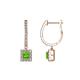 1 - Ilona (3.5mm) Princess Cut Peridot and Round Diamond Halo Dangling Earrings 