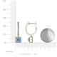 3 - Ilona (3.5mm) Princess Cut Blue Topaz and Round Diamond Halo Dangling Earrings 