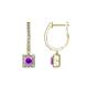 1 - Ilona (3.5mm) Princess Cut Amethyst and Round Diamond Halo Dangling Earrings 