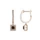 1 - Ilona (3.5mm) Princess Cut Smoky Quartz and Round Diamond Halo Dangling Earrings 